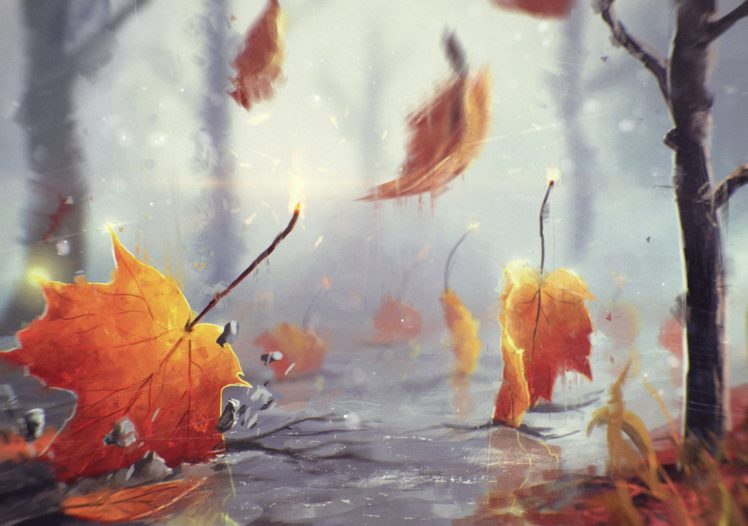 painting, Realistic, Leaf, Tree HD Wallpaper Desktop Background