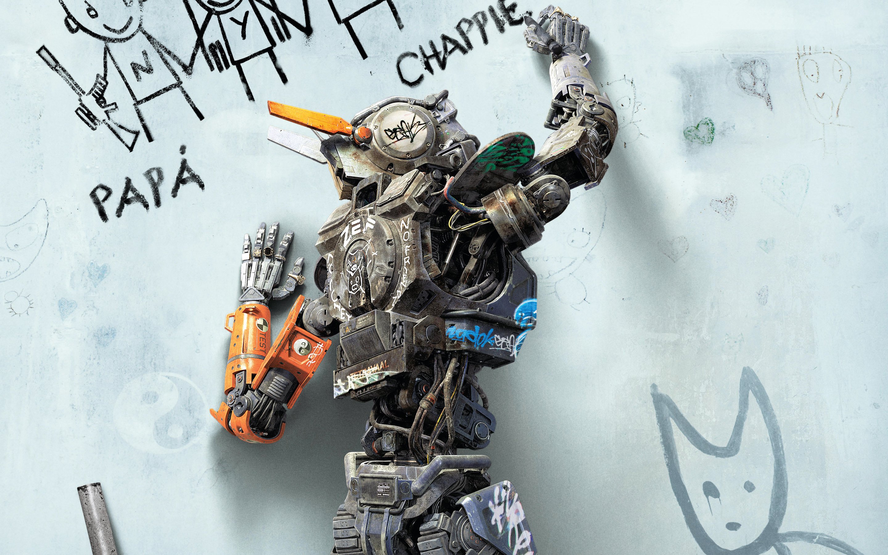 chappie, Sci fi, Futuristic, Action, Thriller, Robot, Technics, Science, Technology, 1chappie Wallpaper