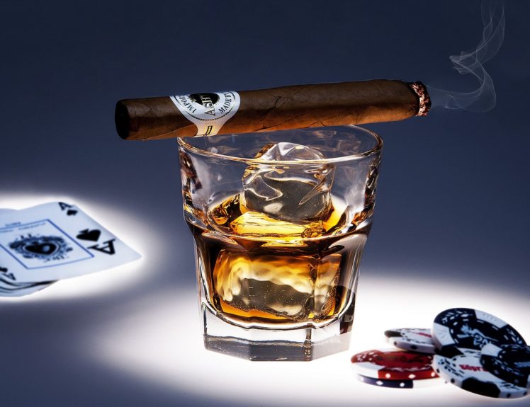 cigars, Cigarette, Tobacco, Bokeh, Smoke, Smoking, Cigar, Drink, Alcohol, Drinks, Glass HD Wallpaper Desktop Background