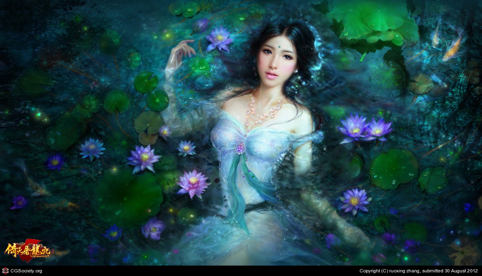 fairy, Fantasy, Girl, Water, Magic, Flower, Beautiful, Lotus, Dress Wallpaper