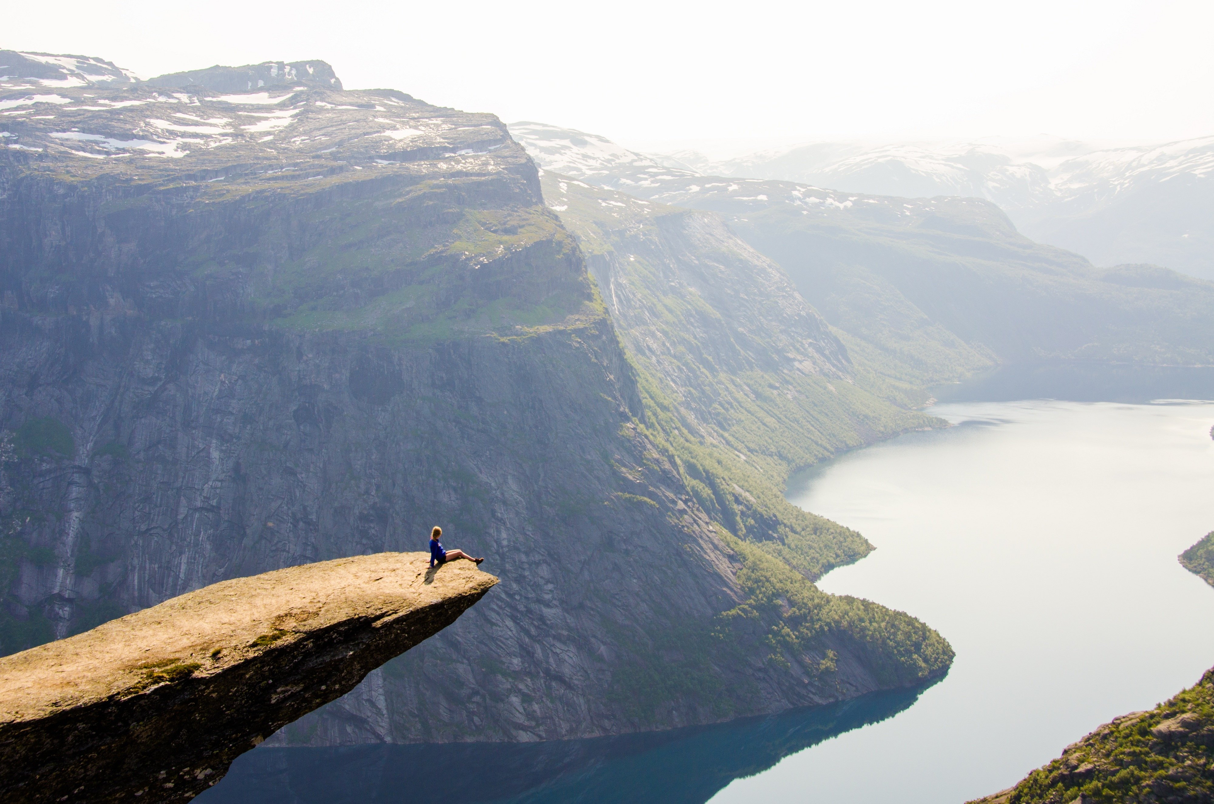 cliff, Landscape, People, River, Mountains, Mood Wallpaper