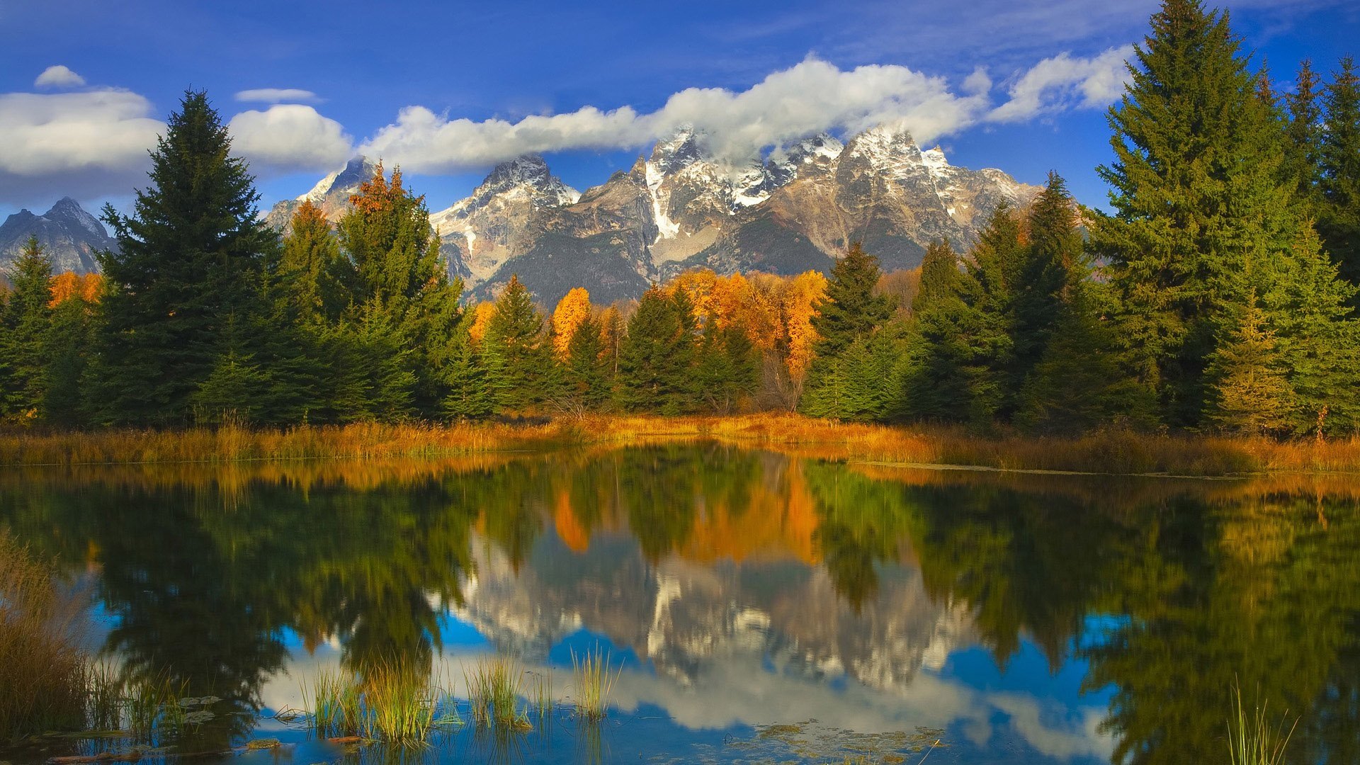 lake, In, The, Valley, Reflection, On, Mountains, Dropped, The, Clouds, Autumn, Reflection Wallpaper