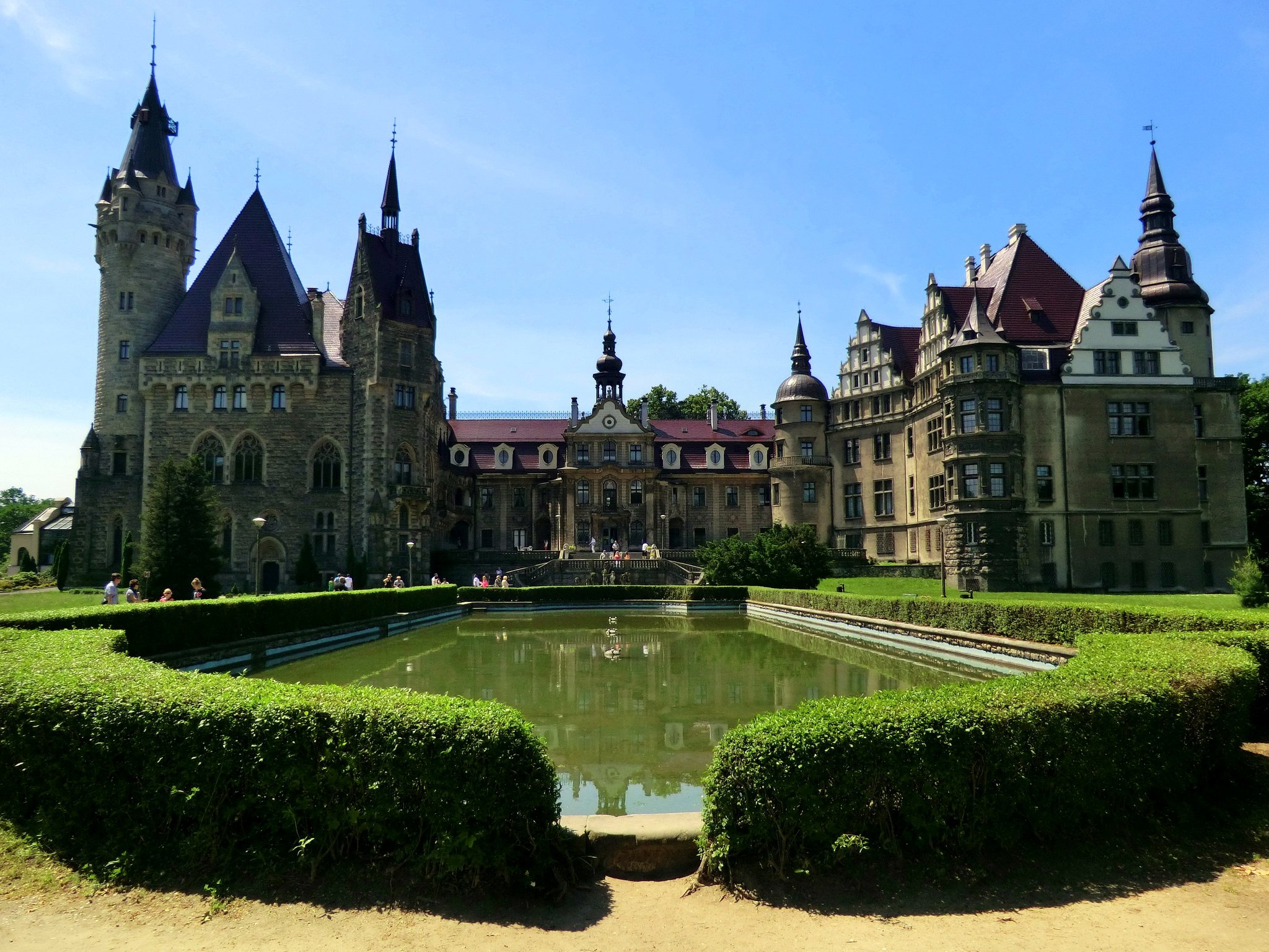 poland, Castles, Fountains, Moszna, Castle Wallpaper