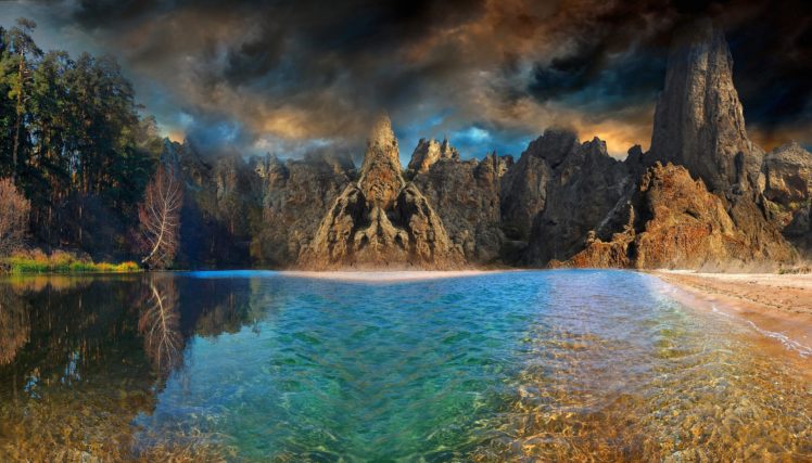 river, Mountains, Sky, Nature HD Wallpaper Desktop Background