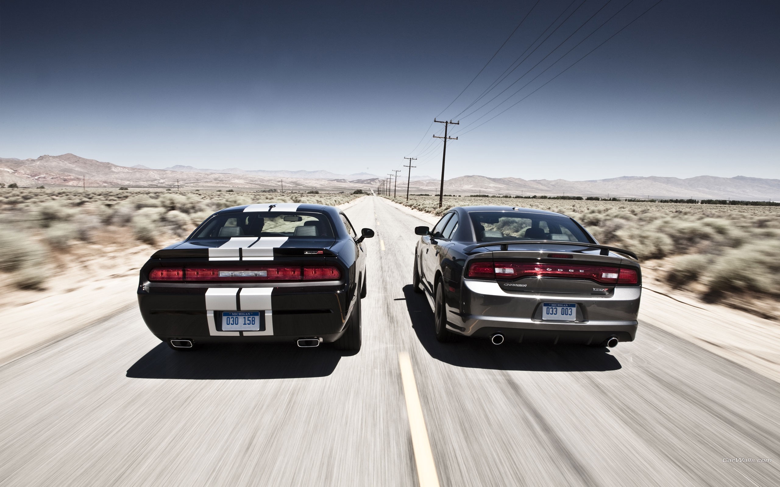 cars, Dodge, Challenger, Dodge, Charger, Rear, View, Cars Wallpaper