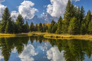 usa, Park, Lake, Water, Grand, Teton, Fir, Clouds, Nature, Reflection
