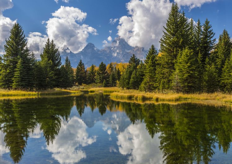 usa, Park, Lake, Water, Grand, Teton, Fir, Clouds, Nature, Reflection HD Wallpaper Desktop Background