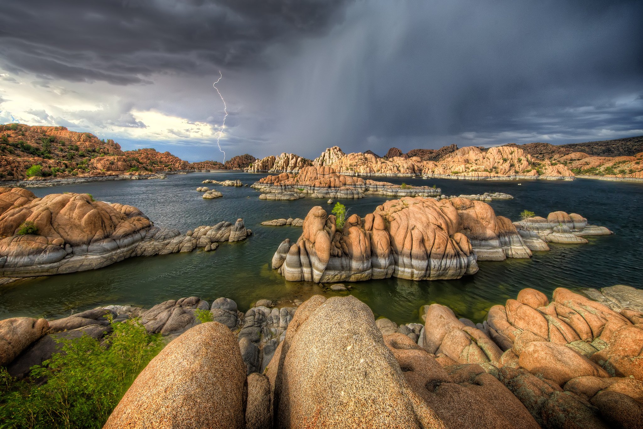 watson, Storm, Watson, Lake, Arizona, Rain, Lightning Wallpaper