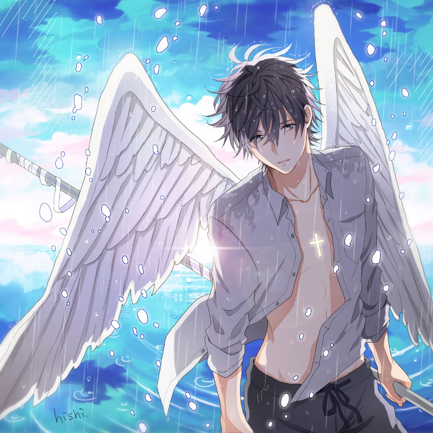 angel, Anime, Boy, Wings, Short, Hair Wallpapers HD / Desktop and