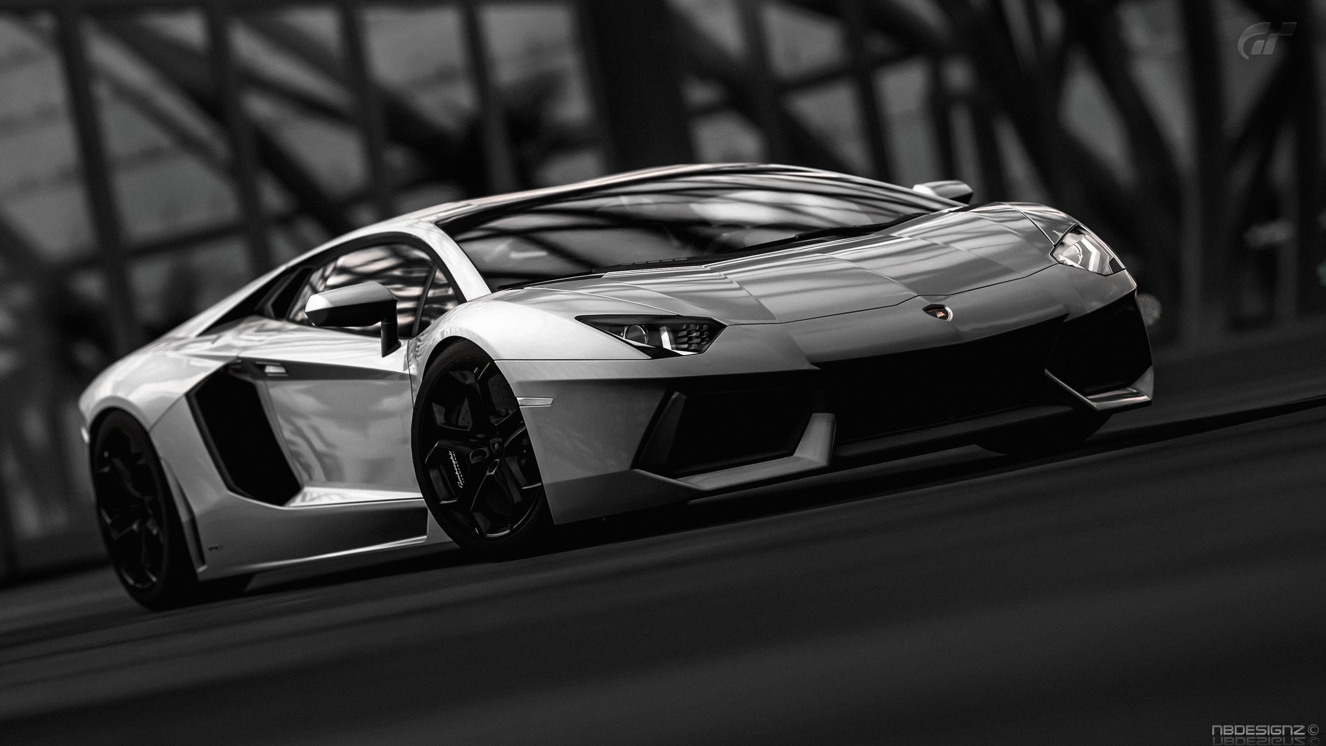 black, And, White, Video, Games, Cars, Lamborghini, Gran, Turismo, 5, Races, Playstation, 3, Aventador Wallpaper