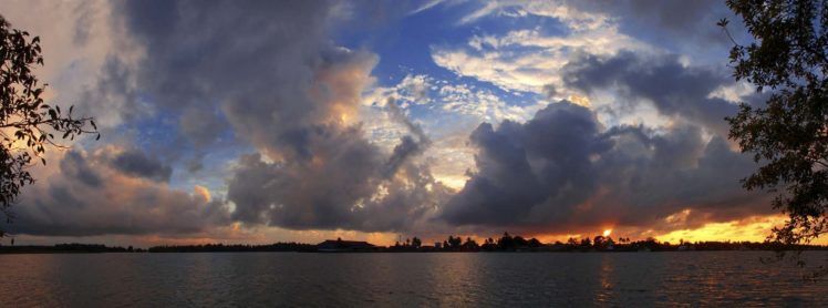 panorama, Dual, Monitor, Clouds, West , Of , The , Sun HD Wallpaper Desktop Background
