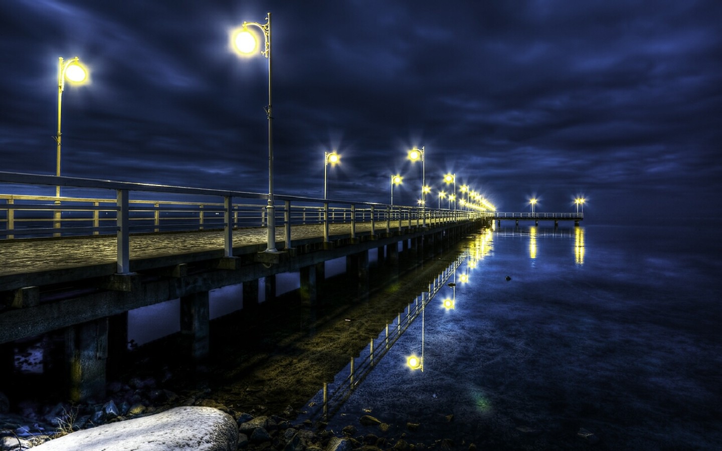 night, Pier, Hdr, Photography Wallpaper