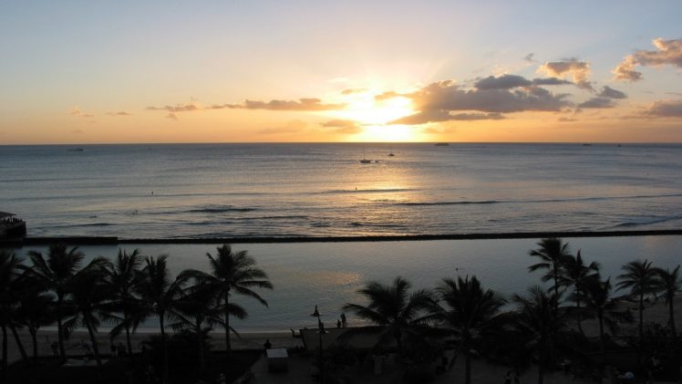 sunset, Waikiki HD Wallpaper Desktop Background