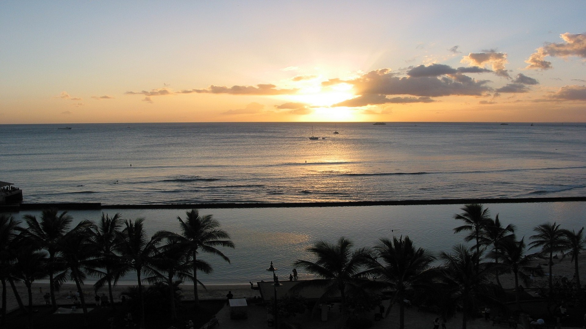 sunset, Waikiki Wallpaper