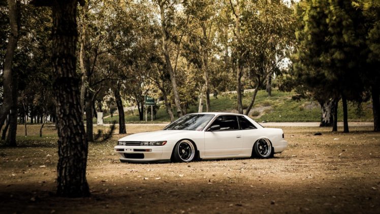 forest, Cars, Tuning, White, Cars, Tuned, Nissan, Silvia, S13, Stance, Jdm HD Wallpaper Desktop Background
