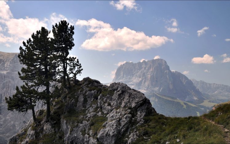 mountains, Clouds, Landscapes, Nature, Trees HD Wallpaper Desktop Background