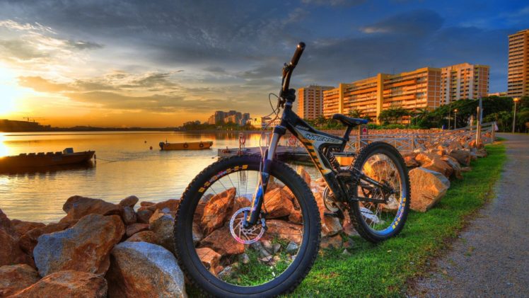 bicicleta ciudad playa HD Wallpaper Desktop Background