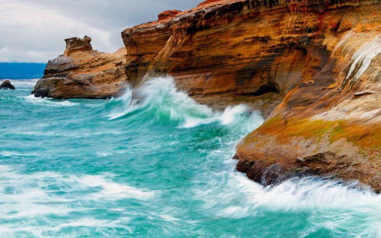 nature, Coast, Birds, Waves, Animals, Rocks, Cliffs, Sea HD Wallpaper Desktop Background