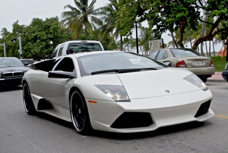 lamborghini, Murcielago, Cars, Coupe, Supercars, Italy, Blanc, White HD Wallpaper Desktop Background