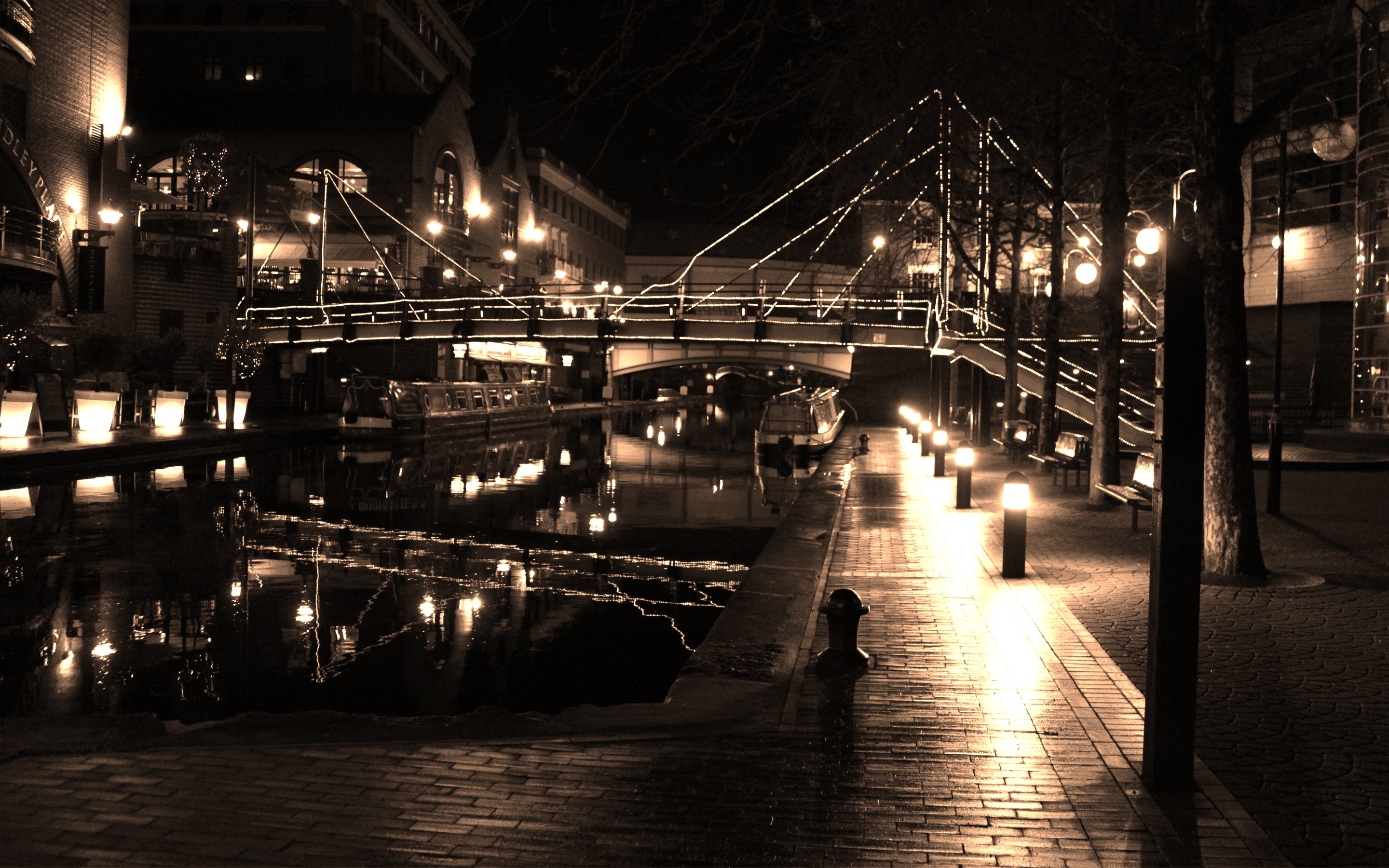 night, Sepia, Birmingham Wallpaper