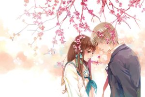 anime, Couple, Butterfly, Animal, Tree, Sakura, Love, Girl, Male, School, Uniform