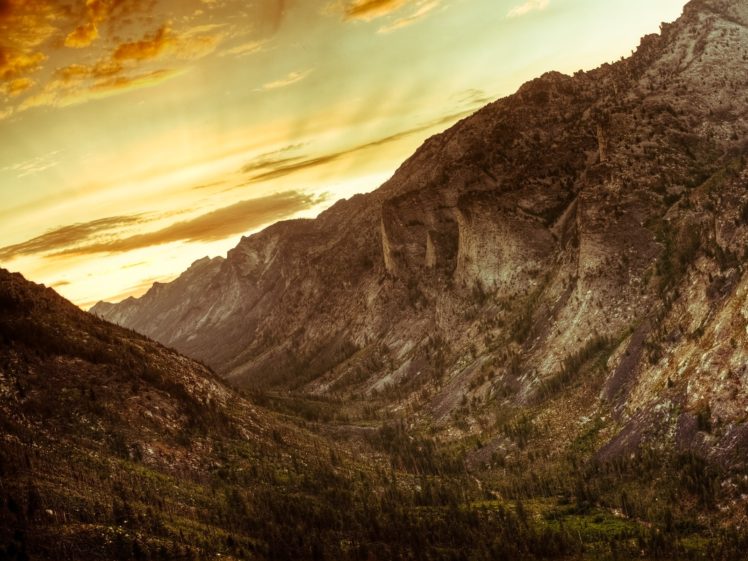 mountains, Landscapes, Yellowish HD Wallpaper Desktop Background
