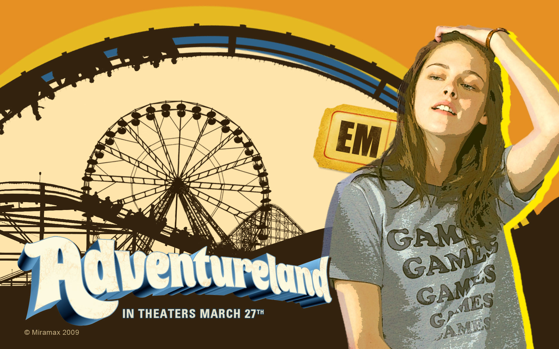 women, Kristen, Stewart, Actress, Celebrity, Ferris, Wheels, Movie, Posters, Adventureland Wallpaper