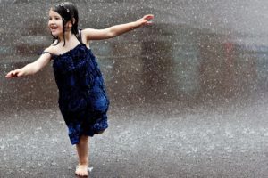 smiling happiness running wet children, Dress, Rain, Smile, Mood