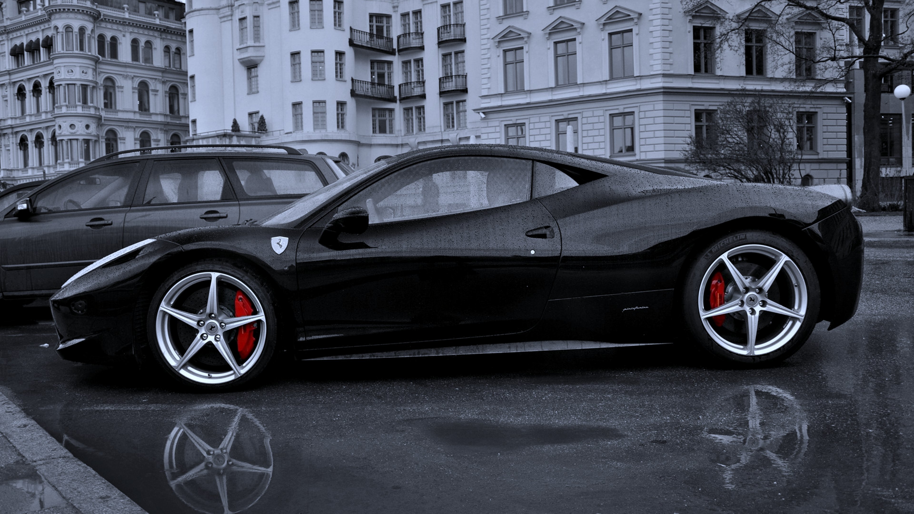 ferrari, Cars, Black, Rain, Motors, Speed Wallpaper
