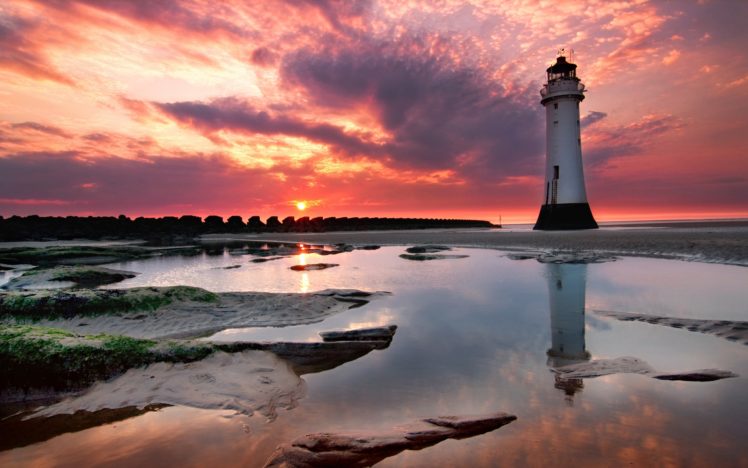 lighthouse, Sunset, View HD Wallpaper Desktop Background