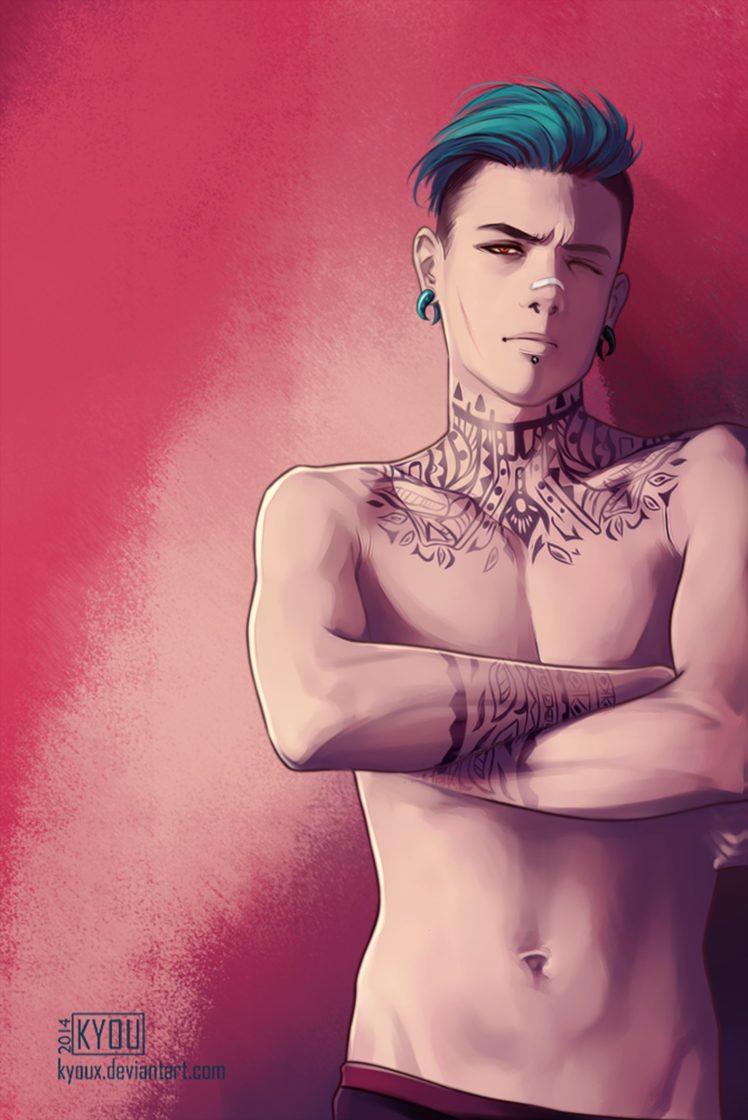 original, Blue, Hair, Body, Male, Tattoo, Cool, Boy Wallpapers HD / Desktop  and Mobile Backgrounds