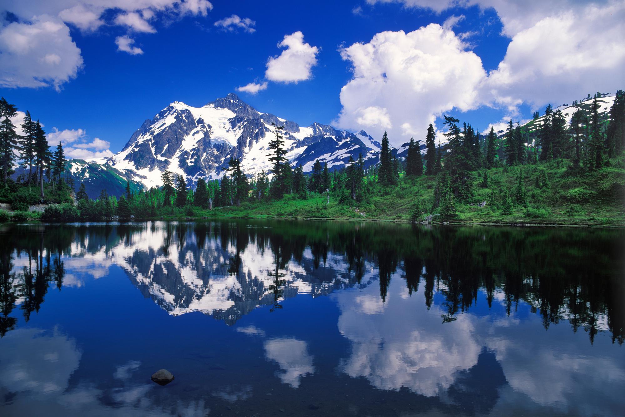 mountains, Clouds, Landscapes, Forest Wallpaper