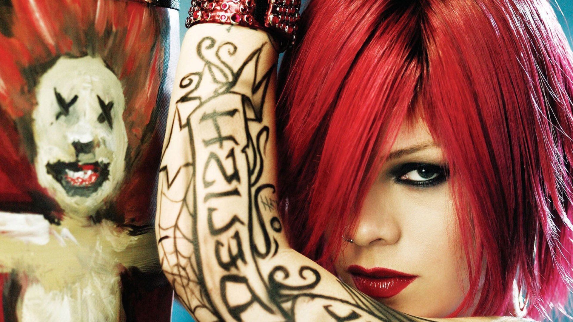 tattoo,  , Girl, Lips, Lipstick, Red, Hair Wallpaper