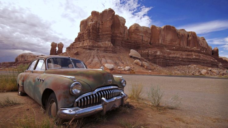 desert, Old, Cars, Landscape, Nature, Rocks, Mountains HD Wallpaper Desktop Background