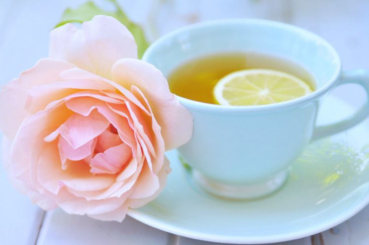 rose, Flowers, Tea, Cup, Love, Romance, Relax, Emotions, Lemon, Spring HD Wallpaper Desktop Background