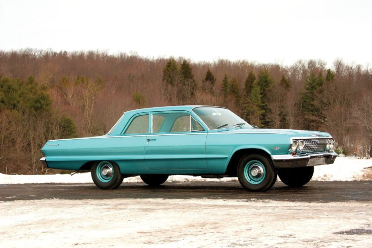 1963, Chevrolet, Biscayne, 2 door, Sedan, Muscle, Classic HD Wallpaper Desktop Background