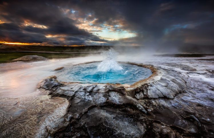 geyser, Nature, Clouds, Iceland HD Wallpaper Desktop Background