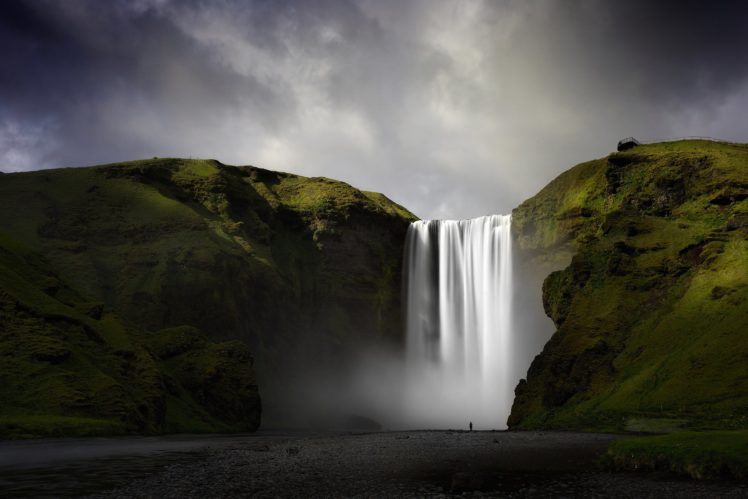 iceland, Waterfalls, River, Water, Mountains, Rocks, Fog, Nature, Landscape, Mood HD Wallpaper Desktop Background