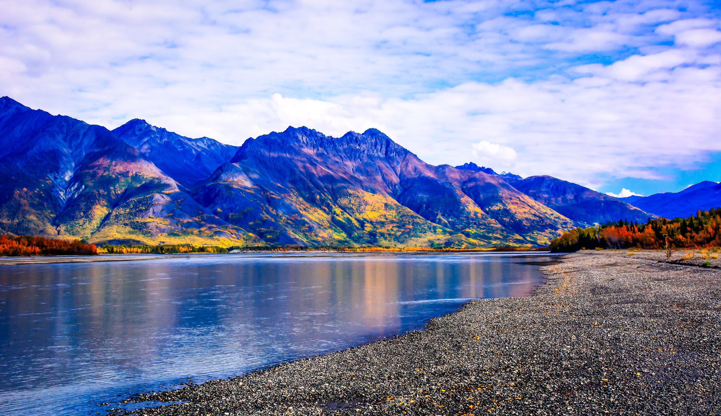 knik, River, Alaska, River, Mountain, Landscape, Autumn Wallpaper