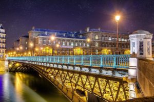 lights, Night, River, France, Cities, Bridge