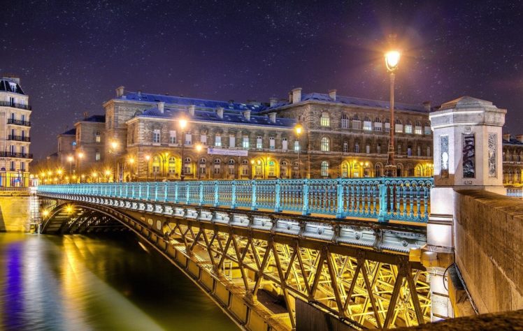 lights, Night, River, France, Cities, Bridge HD Wallpaper Desktop Background
