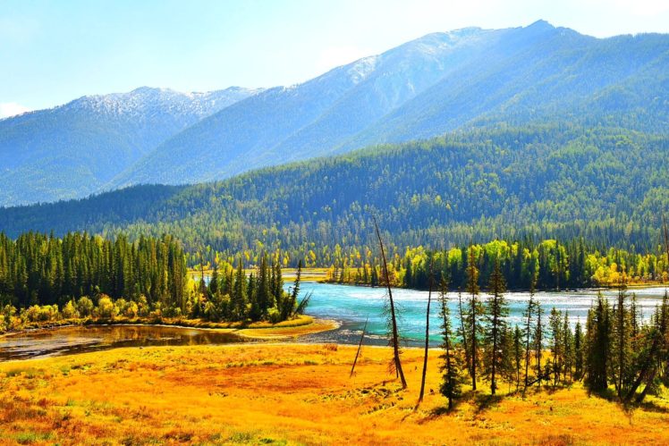 river, Forest, Trees, Hills, Mountains, Fall, Landscape, Autumn HD Wallpaper Desktop Background