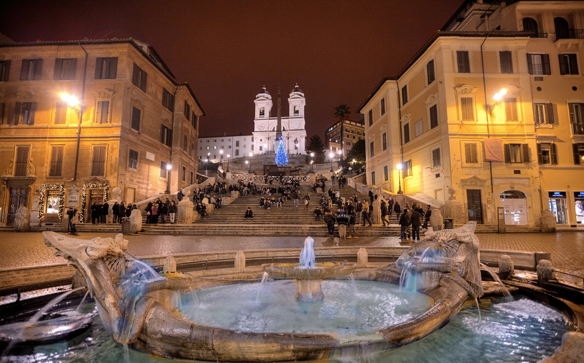 rome, Italy, Trinita, Dei, Monti, Spanish, Steps, Rome, Italy, Night, Buildings, Houses, Church, Stairs, Monument, Obelisk, Tree, Architecture, Fountain, Lights, People, Cities Wallpaper
