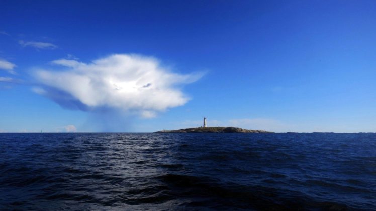 sea, Sky, Island, Lighthouse HD Wallpaper Desktop Background