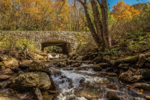 river, Rocks, Bridge, Trees, Autumn, Nature