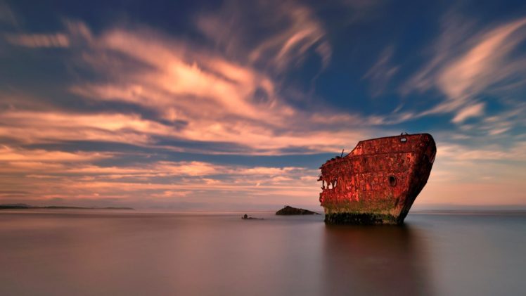 sky, Beach, Rust, Ship HD Wallpaper Desktop Background
