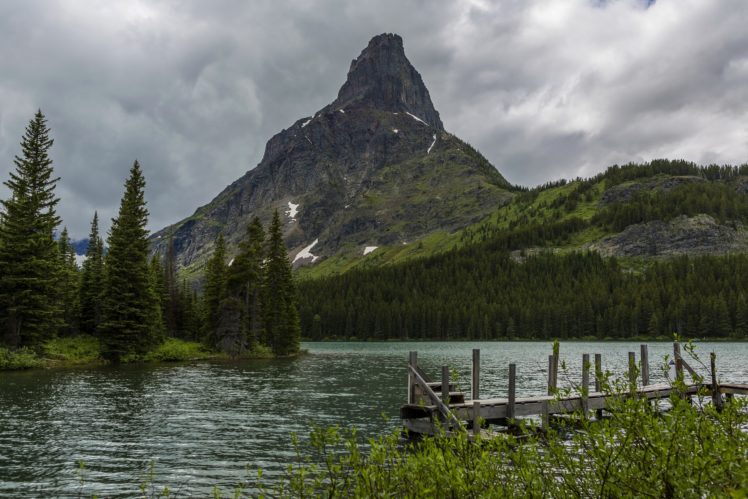 usa, Parks, Rivers, Mountains, Glacier, Montana, Fir, Nature HD Wallpaper Desktop Background