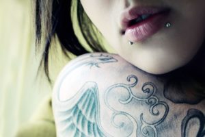 tattoo,  , Sensuality, Girl, Brunette, Tattoo, Piercing, Face, Lips