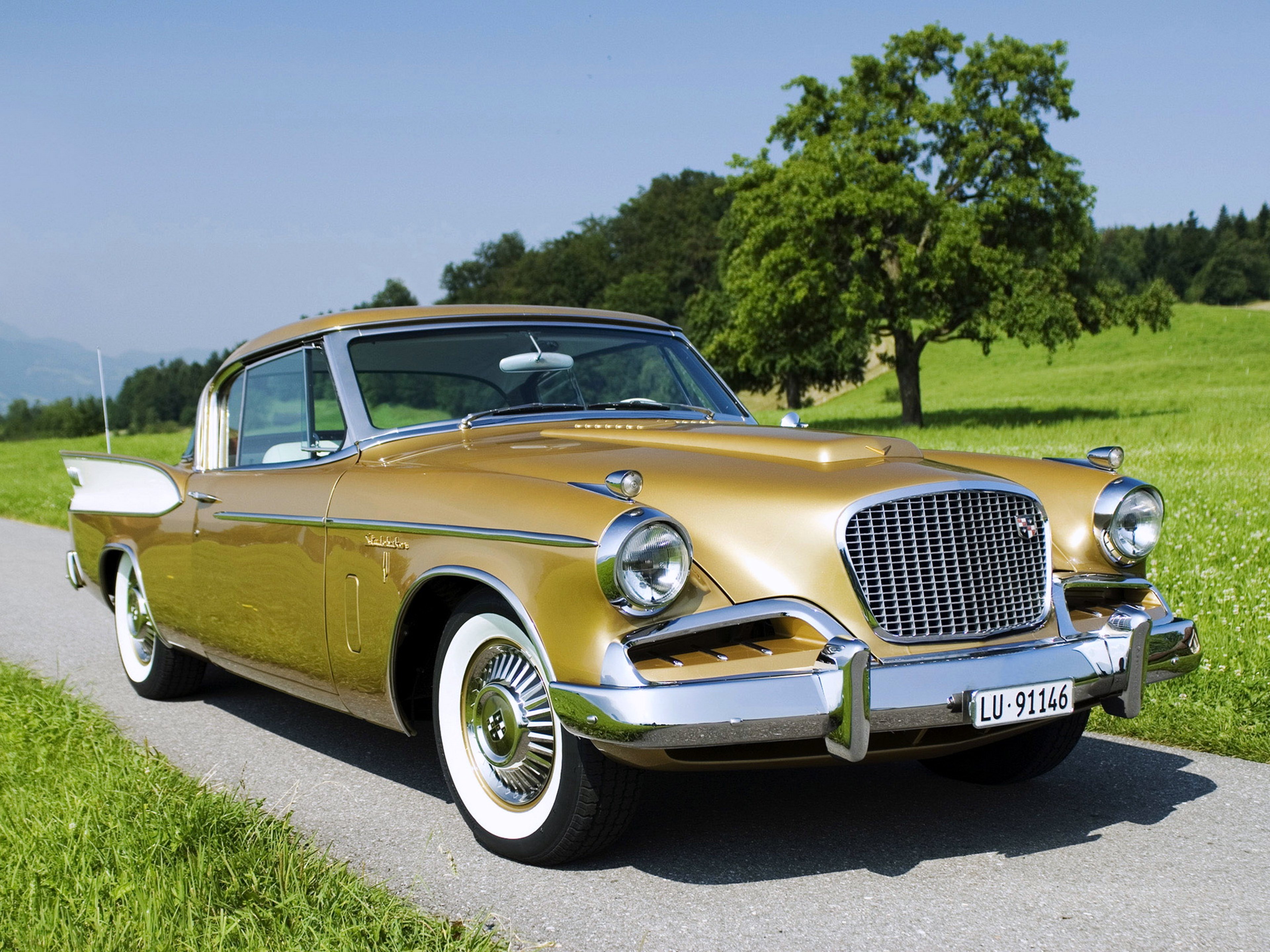1957, Studebaker, Hawk, Golden, Cars, Old, Classic, Landscape, Motors Wallpaper