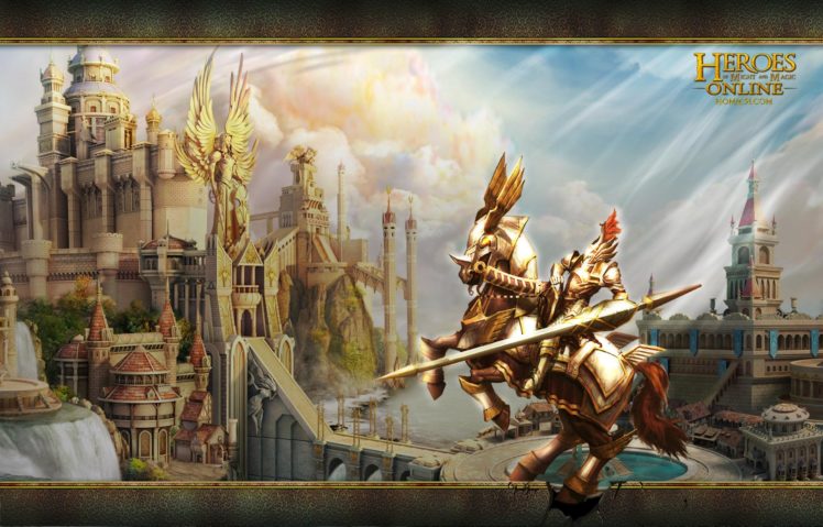heroes, Might, Magic, Strategy, Fantasy, Fighting, Adventure, Action, Online, 1hmm, Warrior, Horse, Castle, Sword HD Wallpaper Desktop Background